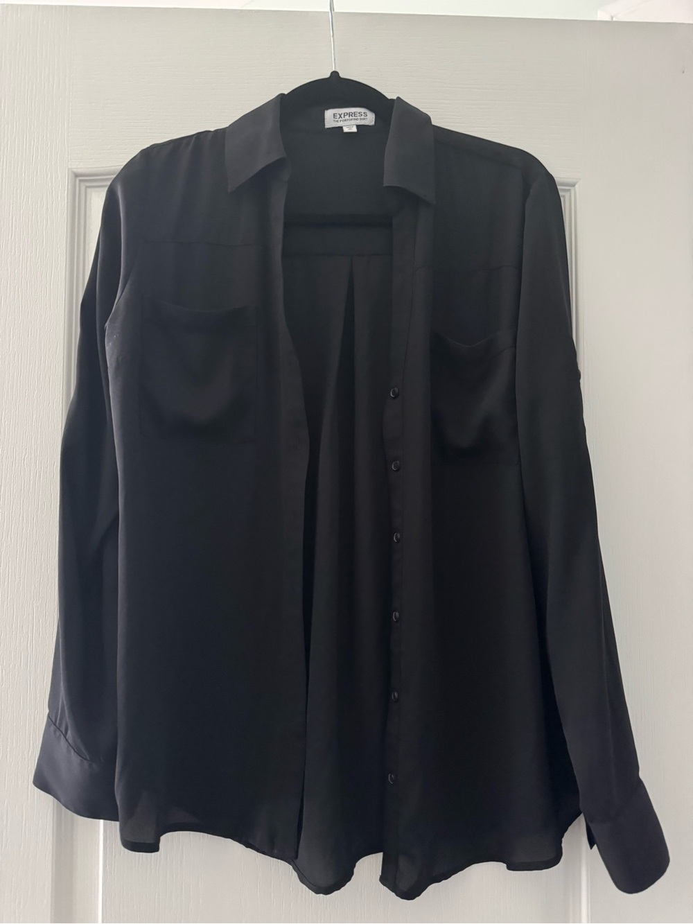 Express Black Long-Sleeve Button-Up Shirt